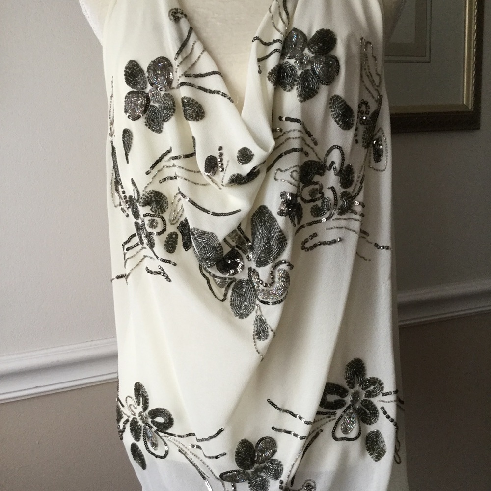 Sheer Sequin Tank W/Split Panel Back - image 2